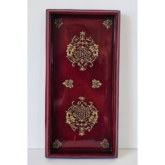 Croscill Home Imperial Bedding Coord Wood Dressing Tray Vanity Night Stand Red - Picture 3 of 16